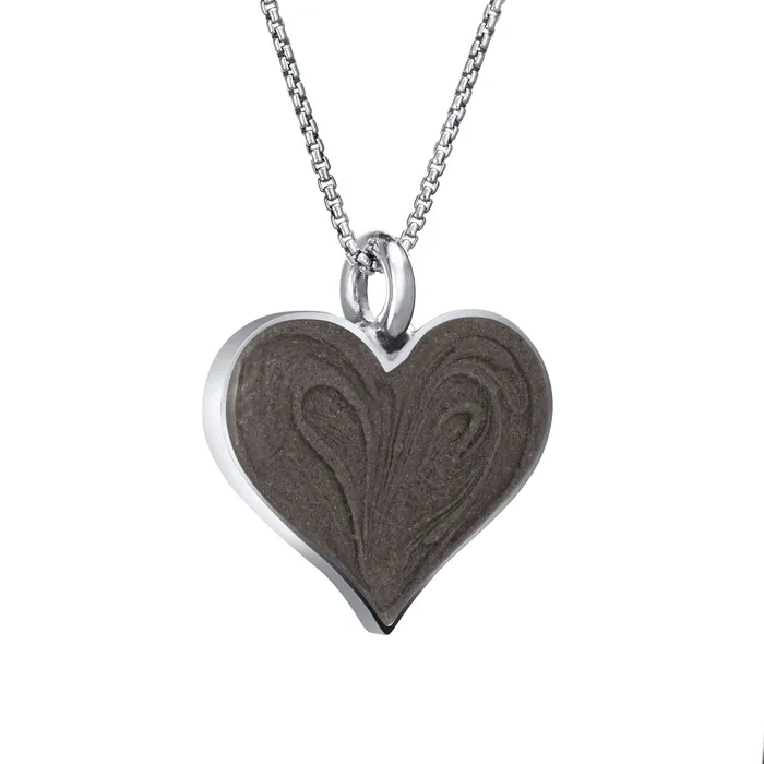 Large Heart Cremation Necklace in 14K White Gold closebymejewelry Necklaces