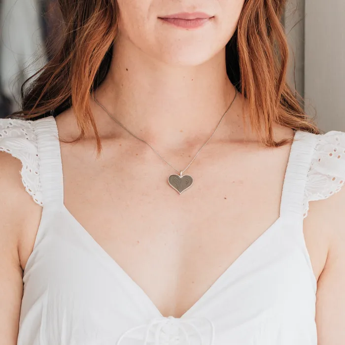 Large Heart Cremation Necklace in 14K White Gold closebymejewelry Necklaces
