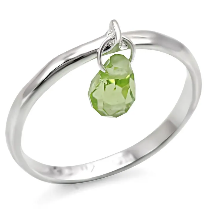 LOS321 Silver 925 Sterling Silver Ring with Genuine Stone in Peridot Alamode Rings LOS321 Silver 925 Sterling Silver Ring with Genuine Stone in Peridot Alamode Rings