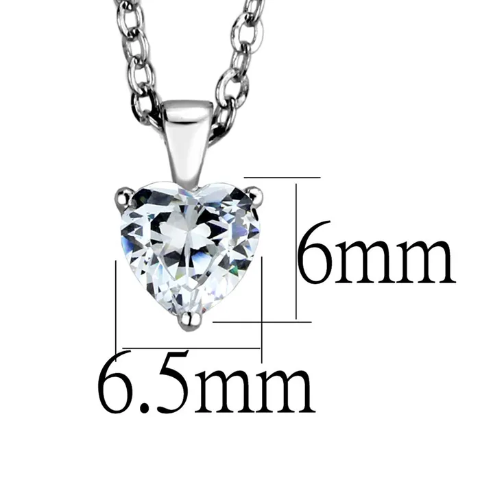 LOS887 Rhodium 925 Sterling Silver Chain Pendant with AAA Grade CZ in Clear Alamode Necklaces