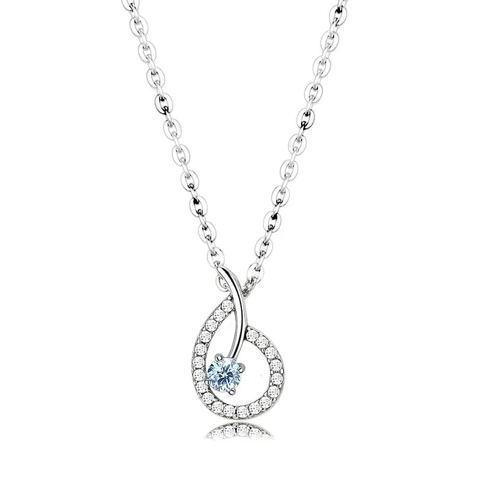 Necklaces Alamode DA090 High polished no plating Stainless Steel Chain Pendant with AAA Grade CZ in Sea Blue Necklaces Alamode DA090 High polished no plating Stainless Steel Chain Pendant with AAA Grade CZ in Sea Blue