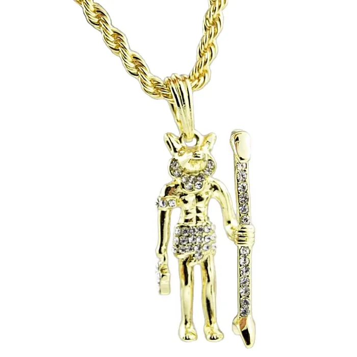 Necklaces Bling Cartel Admin Anubis Figure Pendant Gold Finish Rope Chain Necklace 24 Necklaces Bling Cartel Admin Anubis Figure Pendant Gold Finish Rope Chain Necklace 24