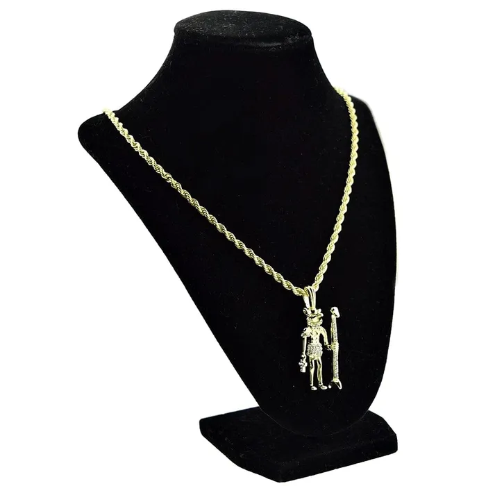 Necklaces Bling Cartel Admin Anubis Figure Pendant Gold Finish Rope Chain Necklace 24