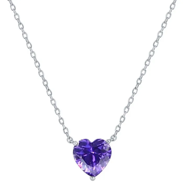 Necklaces Classic Womens Necklace Silver Amethyst February Heart Perciosa Crystal M7123 Classic Necklaces Classic Womens Necklace Silver Amethyst February Heart Perciosa Crystal M7123 Classic