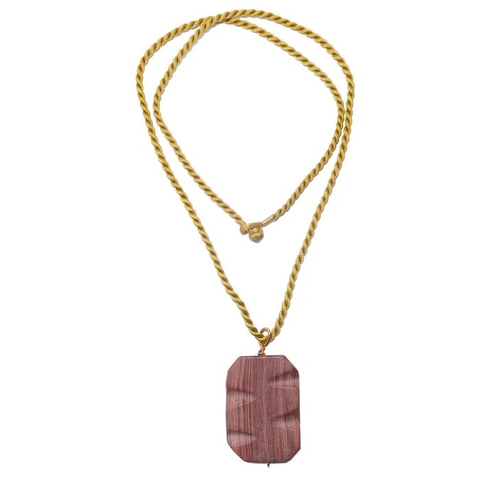 Necklaces Satin Crystals Marble Necklace Redline Rectangle Stone Gold Cord