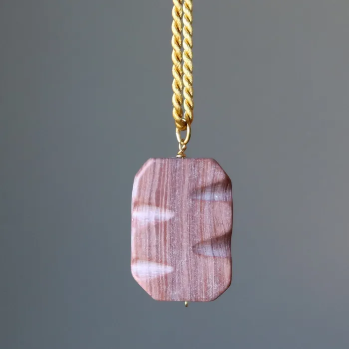 Necklaces Satin Crystals Marble Necklace Redline Rectangle Stone Gold Cord