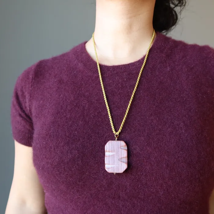 Necklaces Satin Crystals Marble Necklace Redline Rectangle Stone Gold Cord