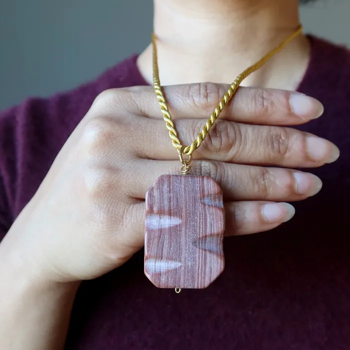 Necklaces Satin Crystals Marble Necklace Redline Rectangle Stone Gold Cord