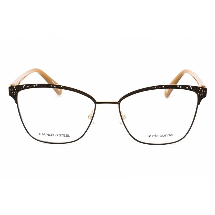 PreStyled Sets Liz Claiborne Liz Claiborne Womens Eyeglasses Matte Brown Gold Full Rim Frame L 651 0UFM 00