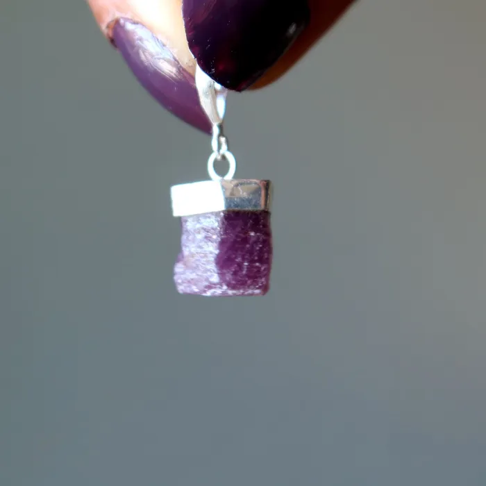 Red Ruby Pendant Real Raw Romance Gem Sterling Silver Satin Crystals Necklaces