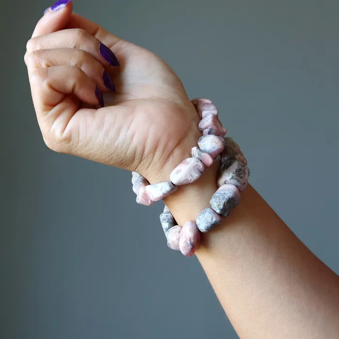 Rhodochrosite Bracelet Nuggets of Kindness Satin Crystals Bracelets