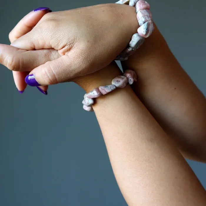Rhodochrosite Bracelet Nuggets of Kindness Satin Crystals Bracelets