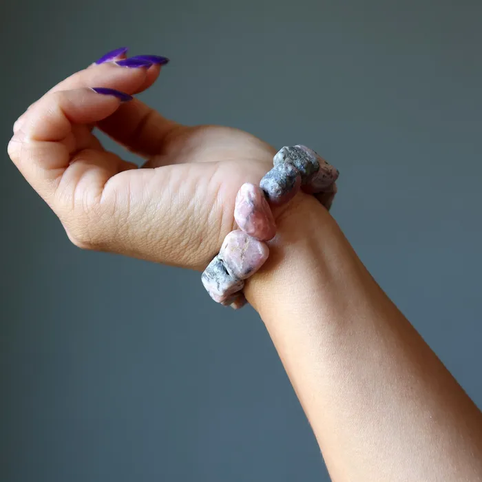 Rhodochrosite Bracelet Nuggets of Kindness Satin Crystals Bracelets