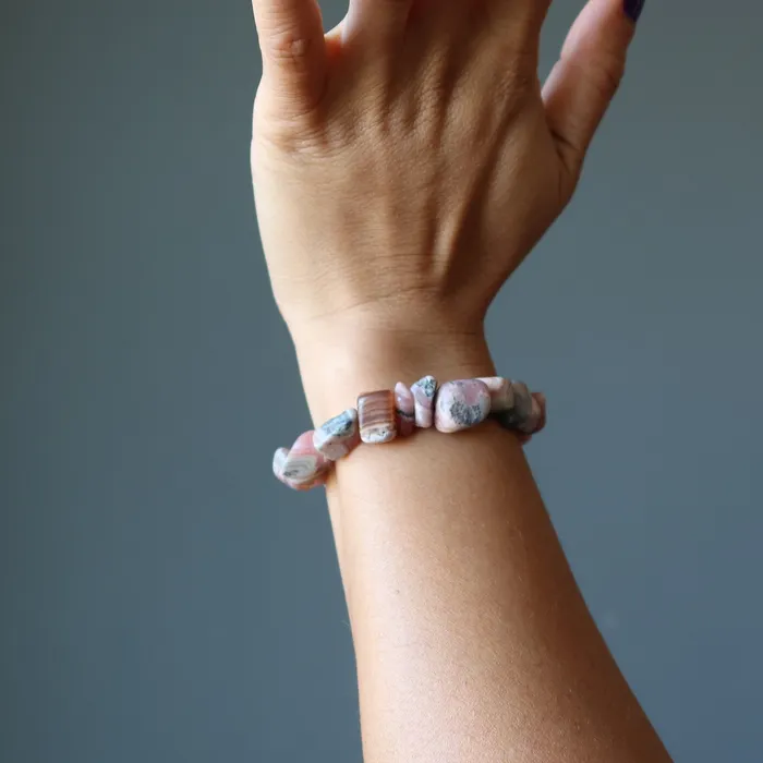 Rhodochrosite Bracelet Nuggets of Kindness Satin Crystals Bracelets