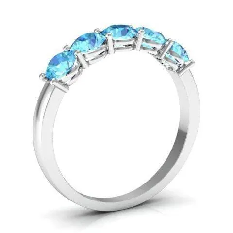 Rings 100cttw Shared Prong Aquamarine Five Stone Ring deBebians