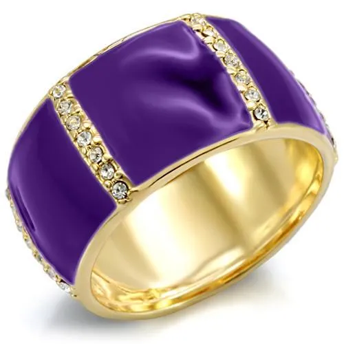 Rings Alamode 1W145 Gold Brass Ring with Top Grade Crystal in Clear