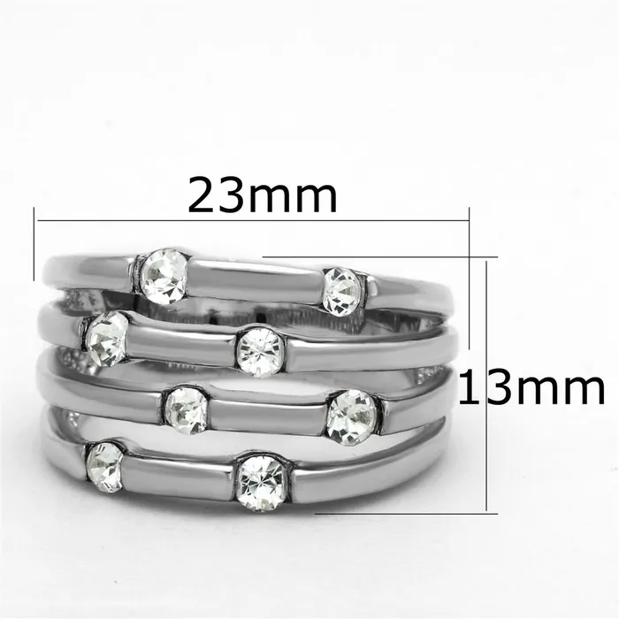 Rings Alamode 3W581 Rhodium Brass Ring with Top Grade Crystal in Clear