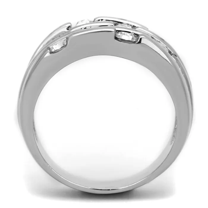 Rings Alamode 3W581 Rhodium Brass Ring with Top Grade Crystal in Clear