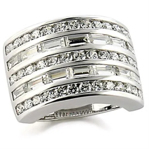 Rings Alamode 9W148 Rhodium Brass Ring with AAA Grade CZ in Clear