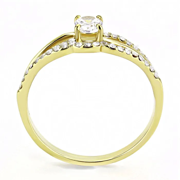 Rings Alamode DA277 IP GoldIon Plating Stainless Steel Ring with AAA Grade CZ in Clear