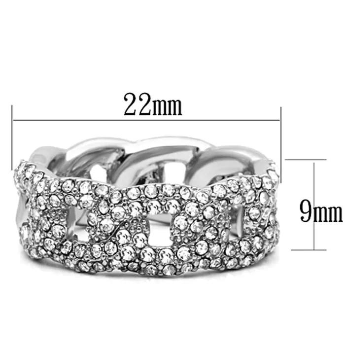 Rings Alamode LO3210 Rhodium Brass Ring with Top Grade Crystal in Clear