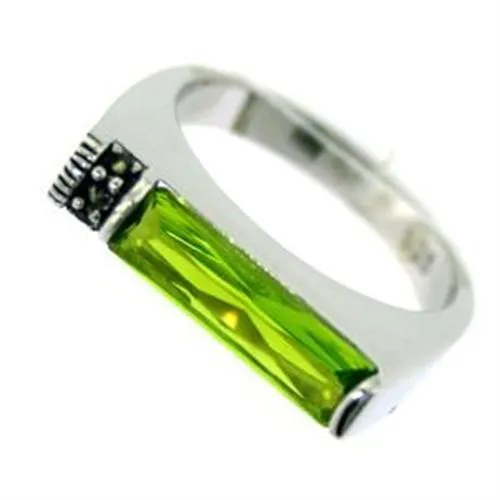 Rings Alamode LOAS722 Rhodium 925 Sterling Silver Ring with Synthetic Synthetic Glass in Peridot Rings Alamode LOAS722 Rhodium 925 Sterling Silver Ring with Synthetic Synthetic Glass in Peridot