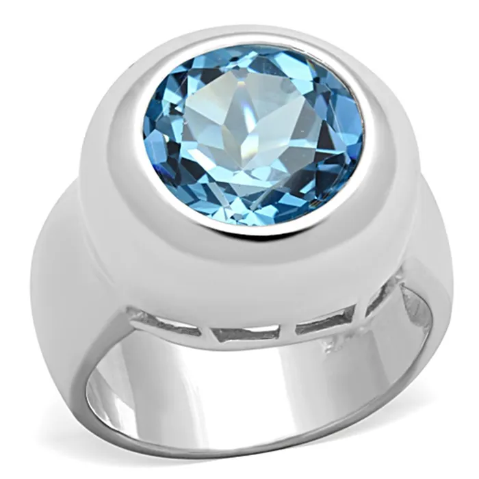 Rings Alamode LOS737 Silver 925 Sterling Silver Ring with Synthetic Spinel in Sea Blue Rings Alamode LOS737 Silver 925 Sterling Silver Ring with Synthetic Spinel in Sea Blue