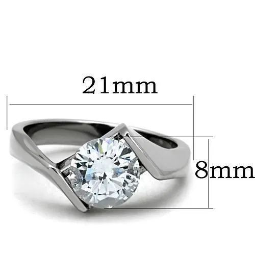 Rings Alamode TK1538 High polished no plating Stainless Steel Ring with AAA Grade CZ in Clear