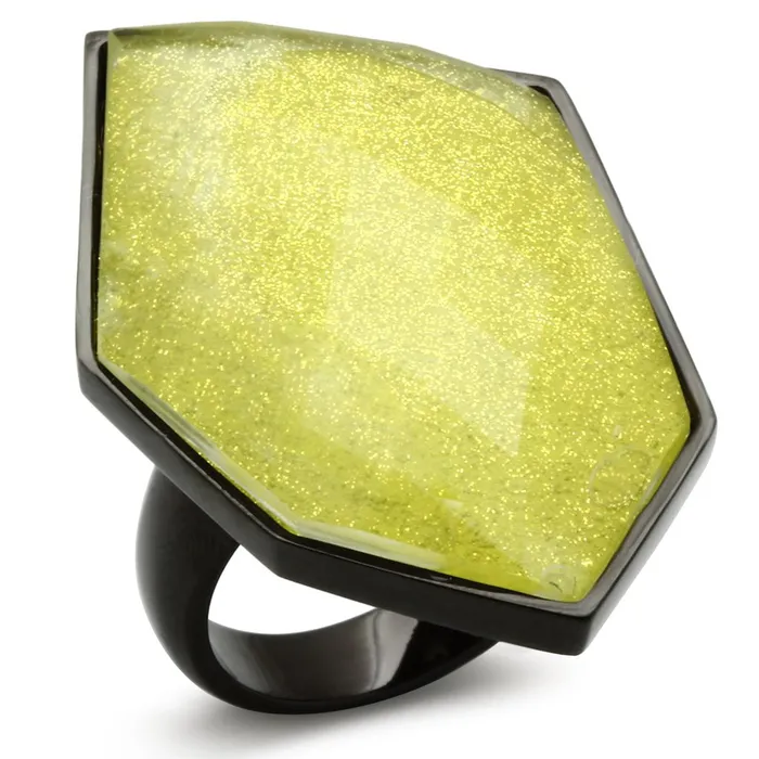 Rings Alamode VL001 IP BlackIon Plating Brass Ring with Synthetic Synthetic Stone in Apple Green color Rings Alamode VL001 IP BlackIon Plating Brass Ring with Synthetic Synthetic Stone in Apple Green color