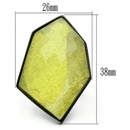 Rings Alamode VL001 IP BlackIon Plating Brass Ring with Synthetic Synthetic Stone in Apple Green color