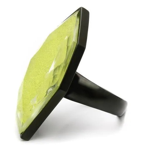 Rings Alamode VL001 IP BlackIon Plating Brass Ring with Synthetic Synthetic Stone in Apple Green color