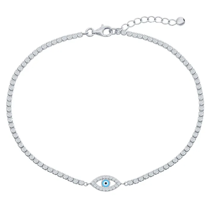 Rings Classic Womens Anklet Sterling Silver Evil Eye Enamel White CZ Tennis R9285 Classic Rings Classic Womens Anklet Sterling Silver Evil Eye Enamel White CZ Tennis R9285 Classic