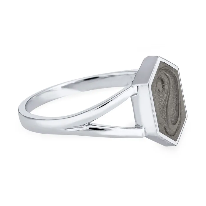 Rings closebymejewelry Hexagon Split Shank Cremation Ring in 14K White Gold