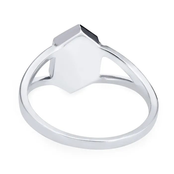Rings closebymejewelry Hexagon Split Shank Cremation Ring in 14K White Gold