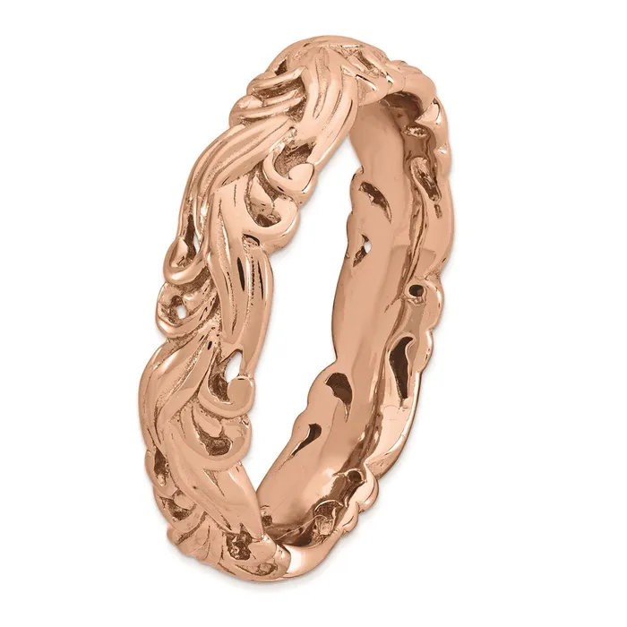 Rings Stackable Expressions Sterling Silver Stackable Expressions Pinkplated Carved Band QSK1673 Rings Stackable Expressions Sterling Silver Stackable Expressions Pinkplated Carved Band QSK1673