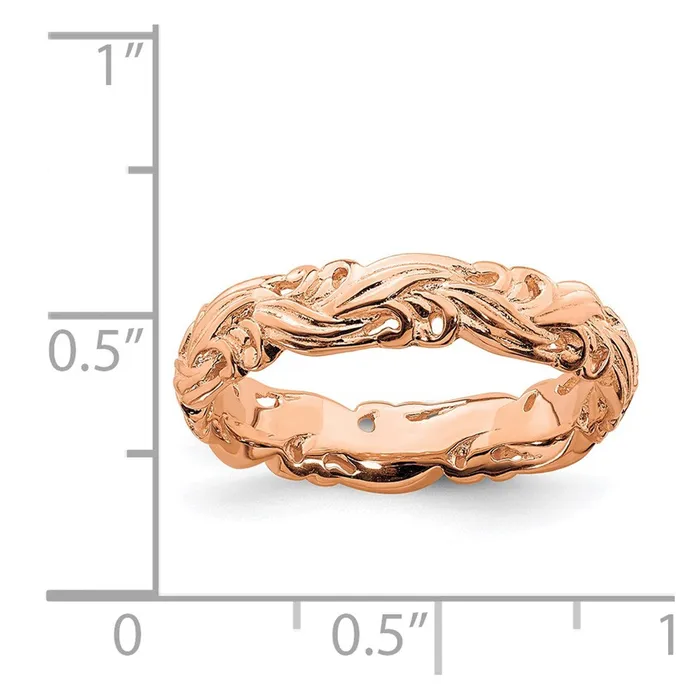 Rings Stackable Expressions Sterling Silver Stackable Expressions Pinkplated Carved Band QSK1673 Rings Stackable Expressions Sterling Silver Stackable Expressions Pinkplated Carved Band QSK1673