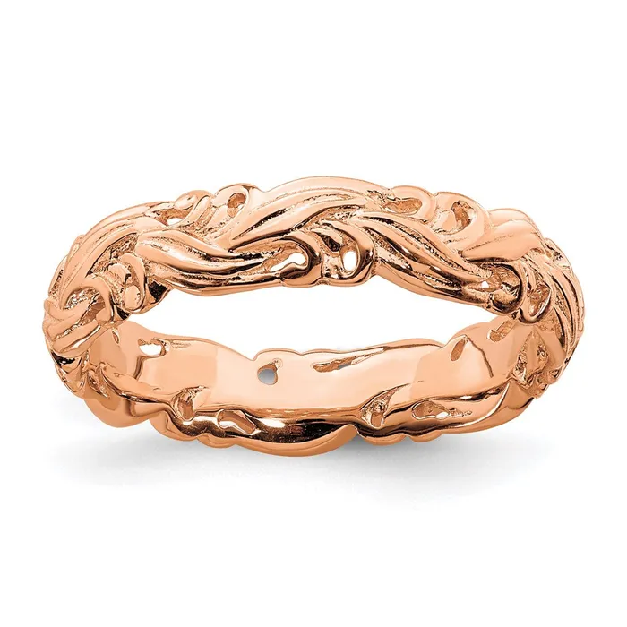 Rings Stackable Expressions Sterling Silver Stackable Expressions Pinkplated Carved Band QSK1673 Rings Stackable Expressions Sterling Silver Stackable Expressions Pinkplated Carved Band QSK1673