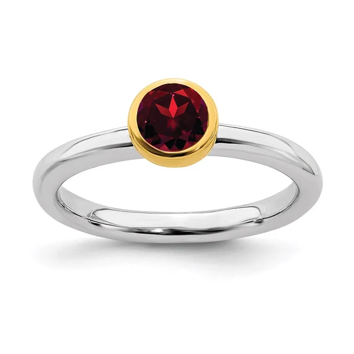 Rings Stackable Expressions Sterling Silver Stackable Expressions wGoldplated Garnet Ring QSK1875 Rings Stackable Expressions Sterling Silver Stackable Expressions wGoldplated Garnet Ring QSK1875