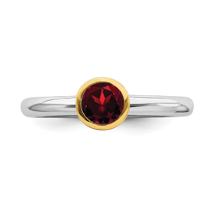 Rings Stackable Expressions Sterling Silver Stackable Expressions wGoldplated Garnet Ring QSK1875 Rings Stackable Expressions Sterling Silver Stackable Expressions wGoldplated Garnet Ring QSK1875