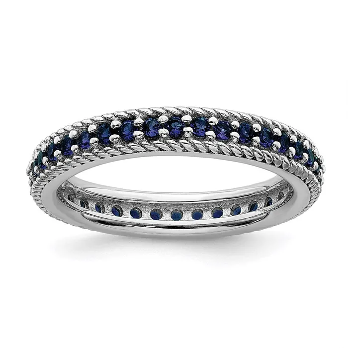 Rings Sterling Silver Stackable Expressions Polished Cr Sapphire Eternity Ring QSK573 Stackable Expressions Rings Sterling Silver Stackable Expressions Polished Cr Sapphire Eternity Ring QSK573 Stackable Expressions