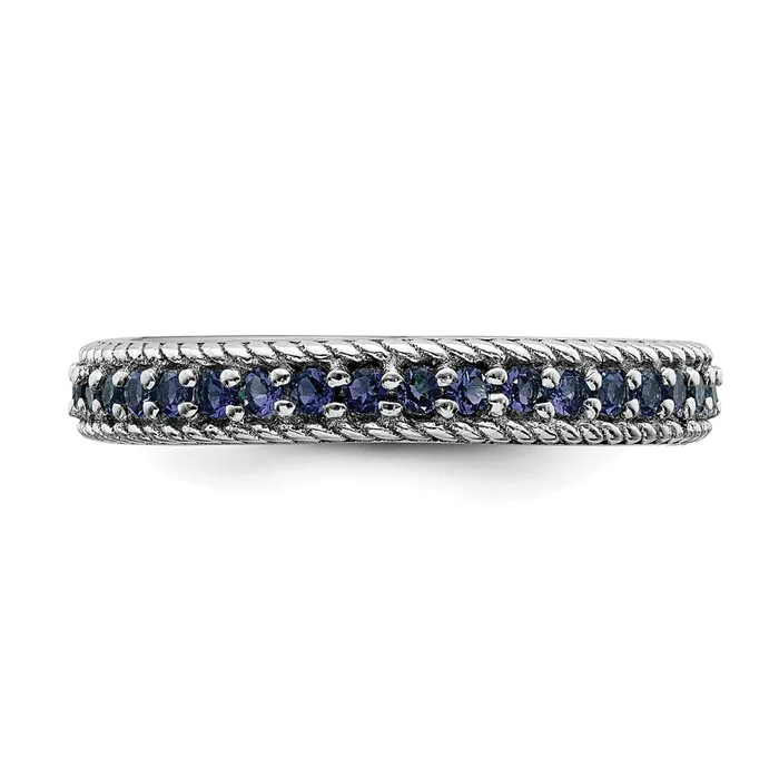 Rings Sterling Silver Stackable Expressions Polished Cr Sapphire Eternity Ring QSK573 Stackable Expressions Rings Sterling Silver Stackable Expressions Polished Cr Sapphire Eternity Ring QSK573 Stackable Expressions