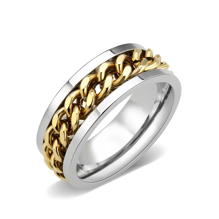 Rings TK3915 Two Tone IP Gold Ion Plating Stainless Steel Ring with NoStone in No Stone Alamode Rings TK3915 Two Tone IP Gold Ion Plating Stainless Steel Ring with NoStone in No Stone Alamode