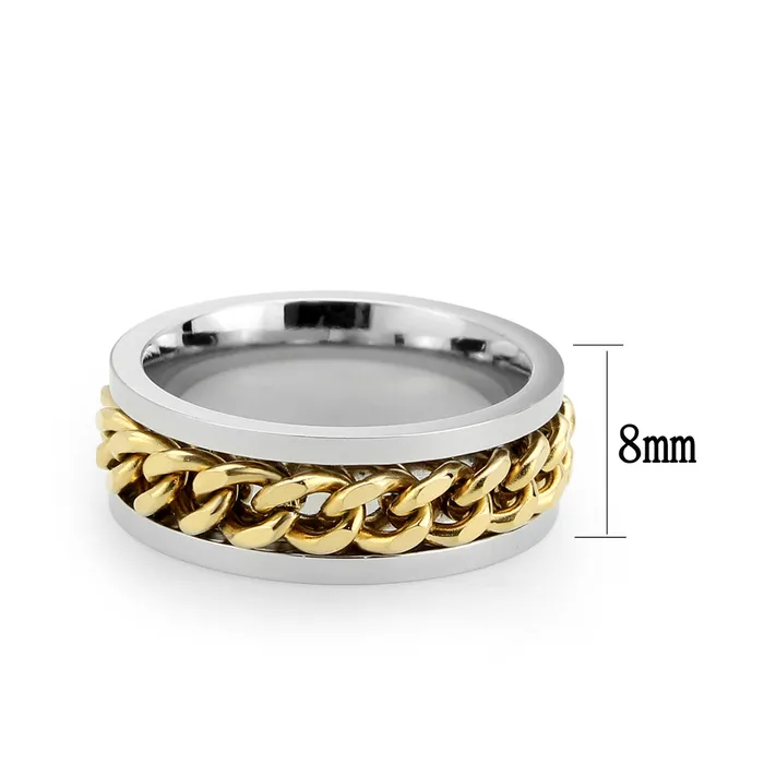Rings TK3915 Two Tone IP Gold Ion Plating Stainless Steel Ring with NoStone in No Stone Alamode