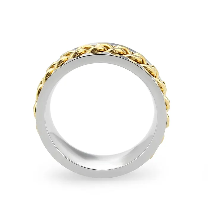 Rings TK3915 Two Tone IP Gold Ion Plating Stainless Steel Ring with NoStone in No Stone Alamode