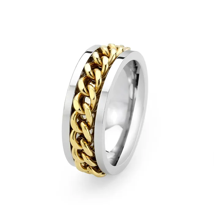Rings TK3915 Two Tone IP Gold Ion Plating Stainless Steel Ring with NoStone in No Stone Alamode