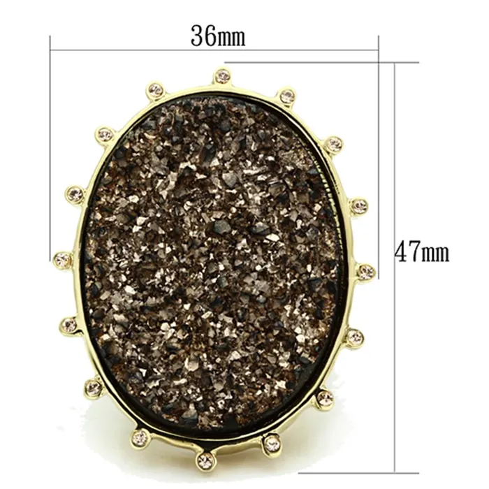 Rings VL087 IP GoldIon Plating Brass Ring with Synthetic Synthetic Stone in Champagne Alamode