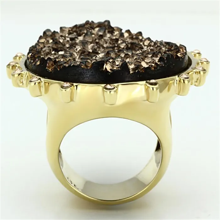 Rings VL087 IP GoldIon Plating Brass Ring with Synthetic Synthetic Stone in Champagne Alamode