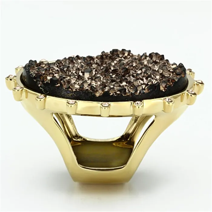 Rings VL087 IP GoldIon Plating Brass Ring with Synthetic Synthetic Stone in Champagne Alamode