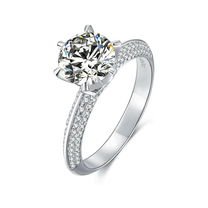 Rings VVS Jewelry 2CT Moissanite 925 Sterling Silver Ring