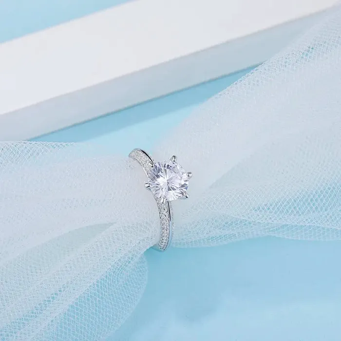 Rings VVS Jewelry 2CT Moissanite 925 Sterling Silver Ring
